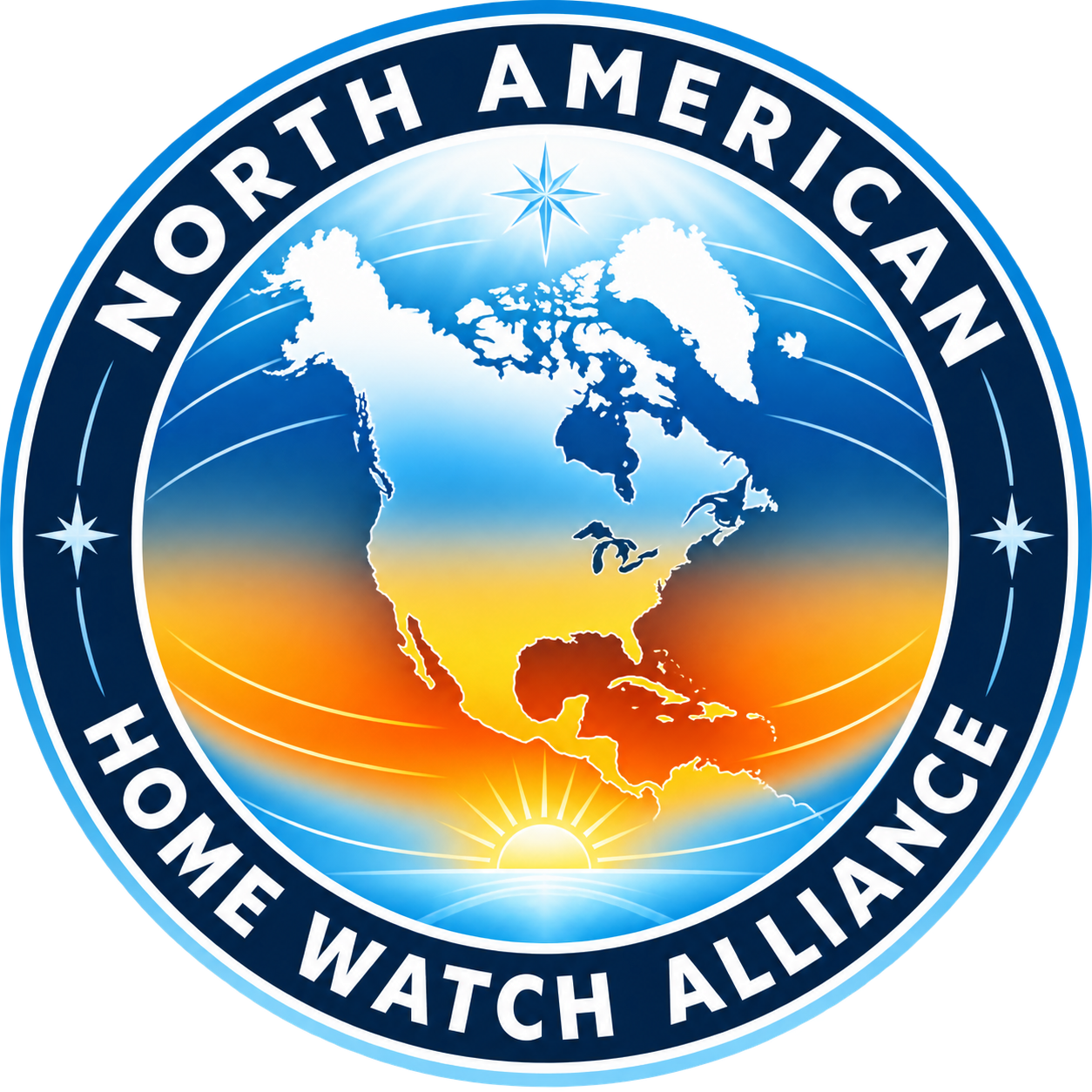 North American Home Watch Alliance emblem showing North America and a seasonal color gradient
